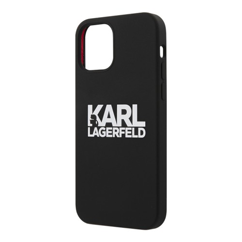 Чехол Karl Lagerfeld Liquid silicone Stack logo Hard для iPhone 12 Pro Max, черный