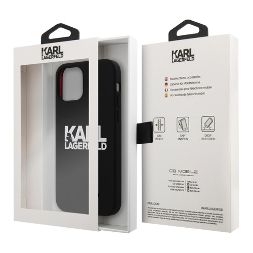 Чехол Karl Lagerfeld Liquid silicone Stack logo Hard для iPhone 12 Pro Max, черный