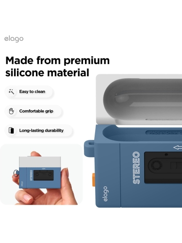 Elago для AirPods Pro 3 чехол Unique Cassette Player Hang case Blue