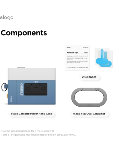 Elago для AirPods Pro 3 чехол Unique Cassette Player Hang case Blue