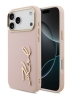 Karl Lagerfeld для iPhone 17 Pro Max чехол PU leather Autograph Metal logo & Gold camera Hard Pink