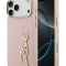 Karl Lagerfeld для iPhone 17 Pro Max чехол PU leather Autograph Metal logo & Gold camera Hard Pink