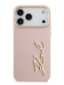 Karl Lagerfeld для iPhone 17 Pro Max чехол PU leather Autograph Metal logo & Gold camera Hard Pink