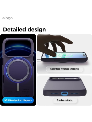 Elago для iPhone 17 Pro чехол Magnetic Silicone Deep Purple (MagSafe)