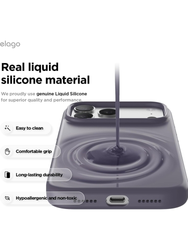 Elago для iPhone 17 Pro чехол Magnetic Silicone Deep Purple (MagSafe)