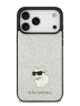 Karl Lagerfeld для iPhone 17 Pro Max чехол Fixed glitters NFT Choupette Metal pin Hard Silver