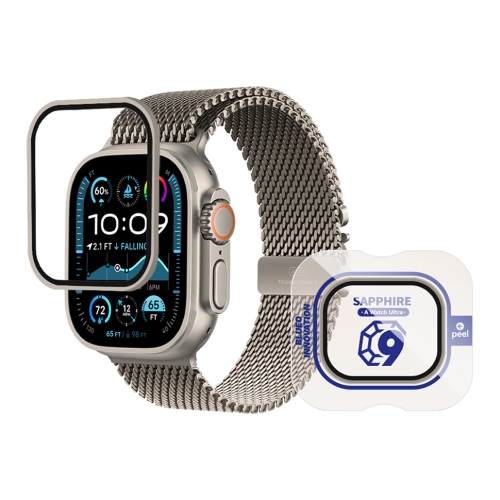 BlueO стекло для Apple Watch Ultra 1/2/3 49 mm, Sapphire Glass + Titanium Frame Natural Titanium
