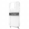 Чехол Guess 4G Stripe Hard Transparent +Silver crossbody chain для iPhone 13 Pro