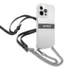 Чехол Guess 4G Stripe Hard Transparent +Silver crossbody chain для iPhone 13 Pro