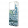 Чехол Guess Liquid glitter Flower Hard для iPhone 14 Pro, зеленый