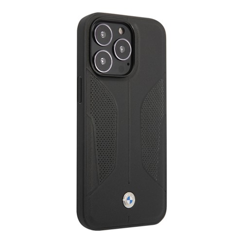 Кожаный чехол BMW Signature Perforated Hard для iPhone 13 Pro Max, черный (MagSafe)