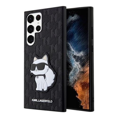 Чехол Lagerfeld PU Saffiano Monogram NFT Choupette Hard для Galaxy S23 Ultra, черный