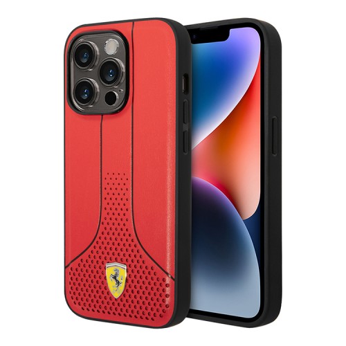 Чехол Ferrari PU-кожа Smooth/Perforated  для iPhone 14 Pro, красный