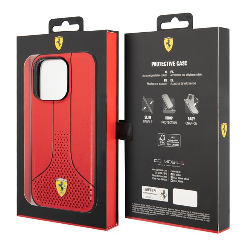 Чехол Ferrari PU-кожа Smooth/Perforated  для iPhone 14 Pro, красный