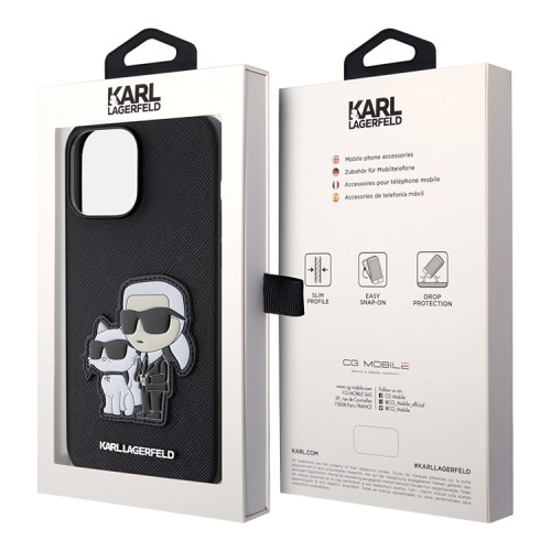 Чехол Lagerfeld PU Saffiano NFT Karl & Choupette Hard для iPhone 13 Pro Max, черный