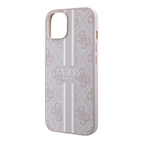 Чехол Guess PU 4G Stripes Hard для iPhone 13, розовый (MagSafe)