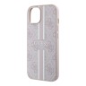 Чехол Guess PU 4G Stripes Hard для iPhone 13, розовый (MagSafe)