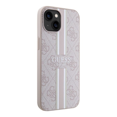 Чехол Guess PU 4G Stripes Hard для iPhone 13, розовый (MagSafe)