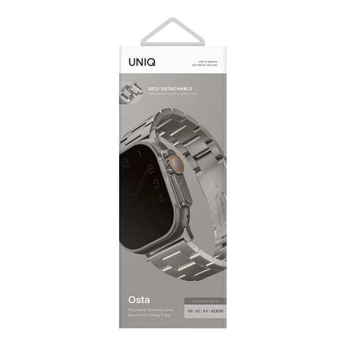 Ремешок Uniq OSTA Steel Strap для Apple Watch 49-46-45-44 мм, серебристый