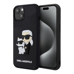 Lagerfeld для iPhone 15 Plus чехол 3D Rubber Karl & Choupette Hard Black