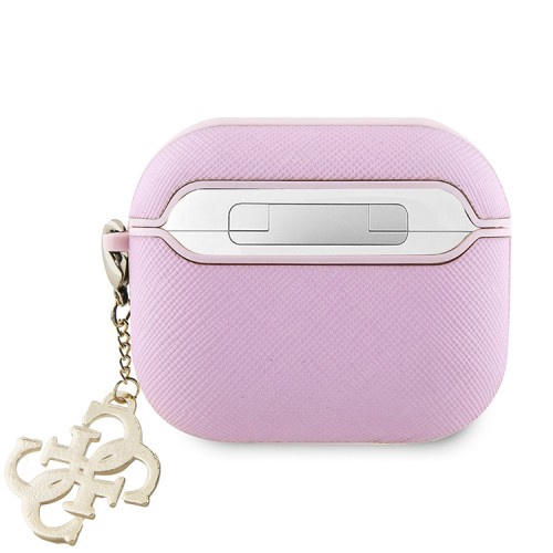 Guess для Airpods 3 чехол PU Saffiano with 4G Diamond charm Pink