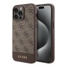 Guess для iPhone 15 Pro Max чехол PU 4G Bottom stripe Metal logo Hard Brown