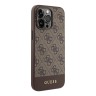 Guess для iPhone 15 Pro Max чехол PU 4G Bottom stripe Metal logo Hard Brown