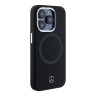 Mercedes для iPhone 15 Pro чехол Liquid silicone Bicolor Laser Ring Hard Black (MagSafe)