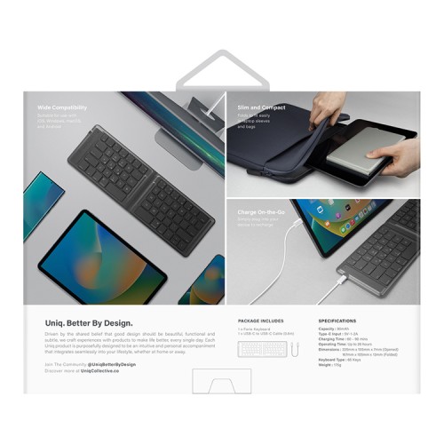 Uniq беспроводная клавиатура FORIO (англ.) Foldable Bluettoth Keyboard Lychen Green