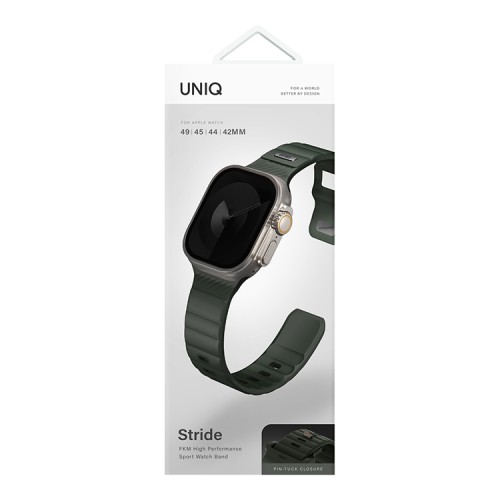 Uniq для Apple Watch 49-46-45-44 mm ремешок STRIDE FKM Rubber Green