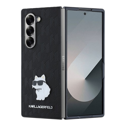 Karl Lagerfeld для Galaxy Z Fold 6 чехол PU-кожа Saffiano Monogram Choupette метал.значок, черный