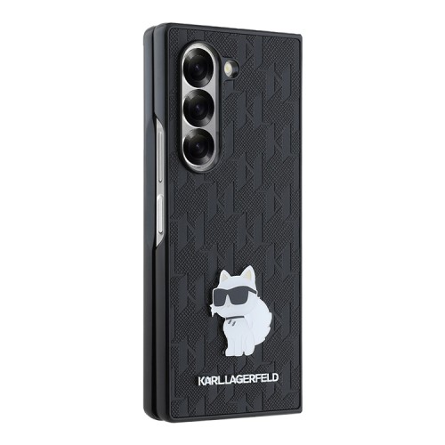 Karl Lagerfeld для Galaxy Z Fold 6 чехол PU-кожа Saffiano Monogram Choupette метал.значок, черный