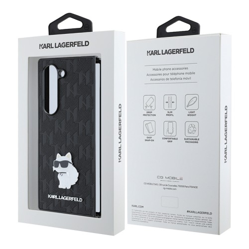 Karl Lagerfeld для Galaxy Z Fold 6 чехол PU-кожа Saffiano Monogram Choupette метал.значок, черный