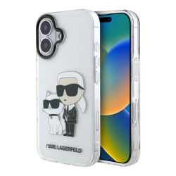 Karl Lagerfeld для iPhone 16 чехол PC/TPU NFT Karl&Choupette Glitter Transparent