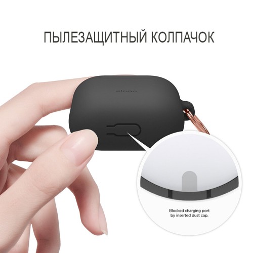 Чехол Elago Slim Silicone Hang case для AirPods 1/2, черный