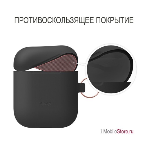 Чехол Elago Slim Silicone Hang case для AirPods 1/2, черный