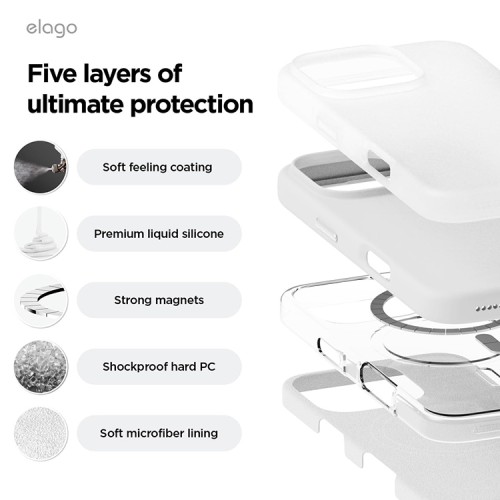 Elago для iPhone 16 Pro чехол Soft silicone (Liquid) White (MagSafe)