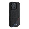 BMW для iPhone 16 Pro чехол M-Collection PU Perforated Tricolor Metal logo Hard Black (MagSafe)