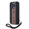Karl Lagerfeld для iPhone 16 Pro чехол PU Saffiano Stripe Logo Hard + Nylon Hand cord Black/Red
