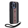 Karl Lagerfeld для iPhone 16 Pro чехол PU Saffiano Stripe Logo Hard + Nylon Hand cord Black/Red