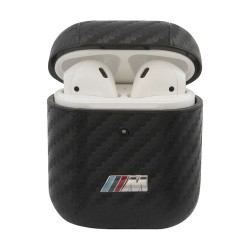 Чехол BMW M-Collection PU Carbon effect with Metal logo для AirPods 1/2, черный