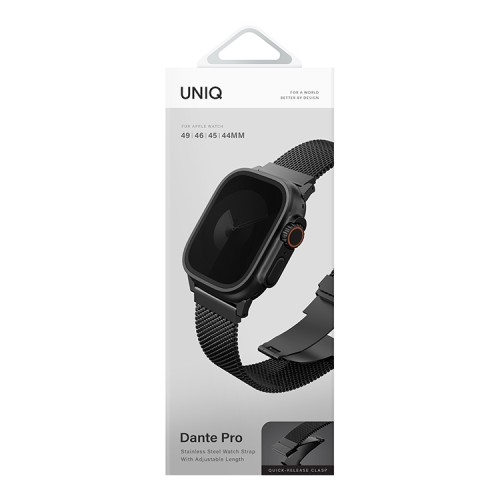Uniq для Apple Watch 49/46/45/44 mm ремешок Dante PRO Strap Mesh Steel Graphite Black