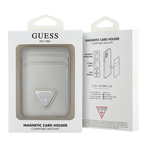 Guess магн. бумажник Wallet Cardslot MagSafe PU Grained leather Triangle Metal logo Beige