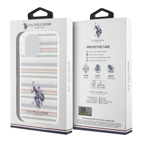 U.S. Polo для iPhone 16 Pro Max чехол PC/TPU Double Horse logo Multicolor stripes Hard Green