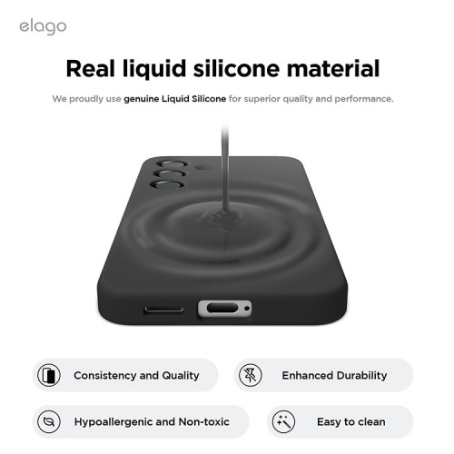 Elago для Galaxy S25+ чехол Soft silicone (Liquid) Black