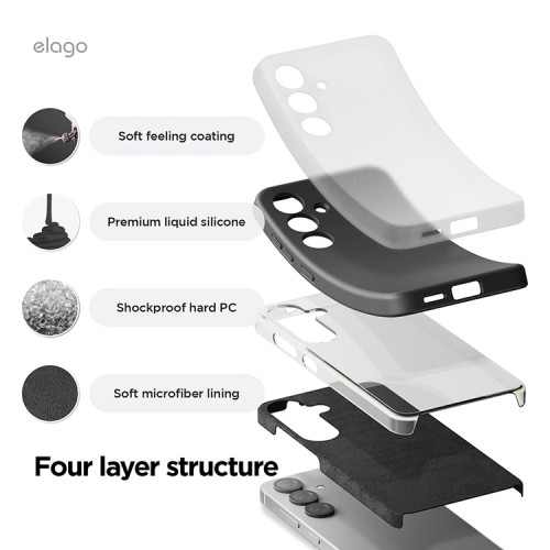 Elago для Galaxy S25+ чехол Soft silicone (Liquid) Black