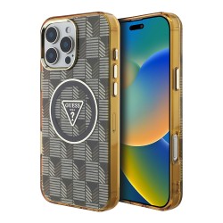 Guess для iPhone 16 Pro Max чехол PC/TPU Jet Set Trianlge logo Metal camera Hard Brown (MagSafe)
