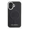 Karl Lagerfeld для iPhone 16 чехол PU-кожа Initials & Metal logo Hard Black (MagSafe)