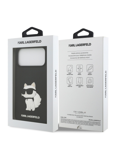 Karl Lagerfeld для iPhone 17 Pro Max чехол 3D Rubber NFT Choupette Hard Black