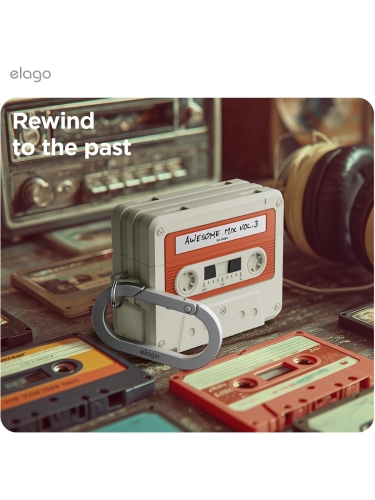 Elago для AirPods Pro 3 чехол Unique Cassette Tape Hang case White/Red